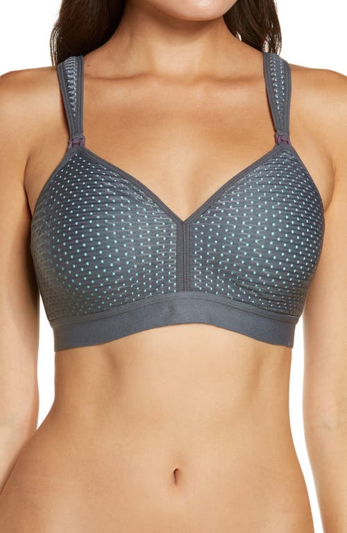 Sporty Mesh Maternity/Nursing Sports Bra in Grey/Aqua