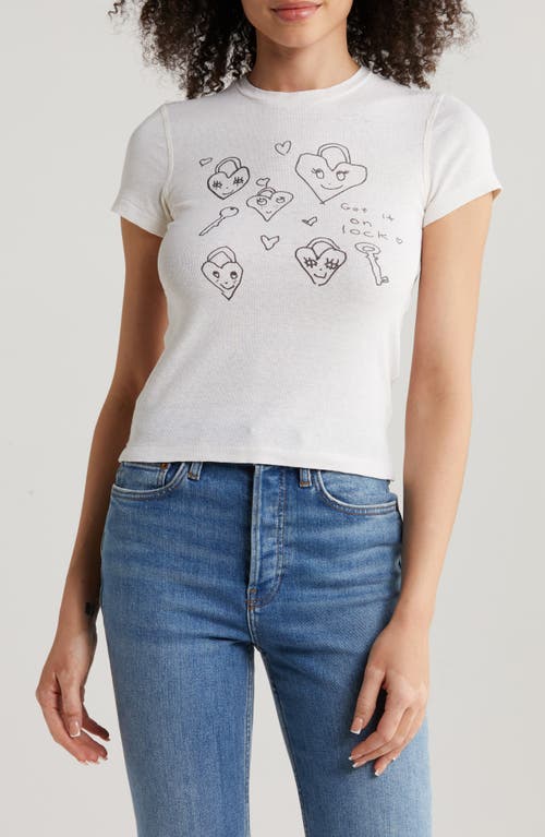 Re/Done '90s Hearts Cotton Baby Tee Vintage White at Nordstrom,