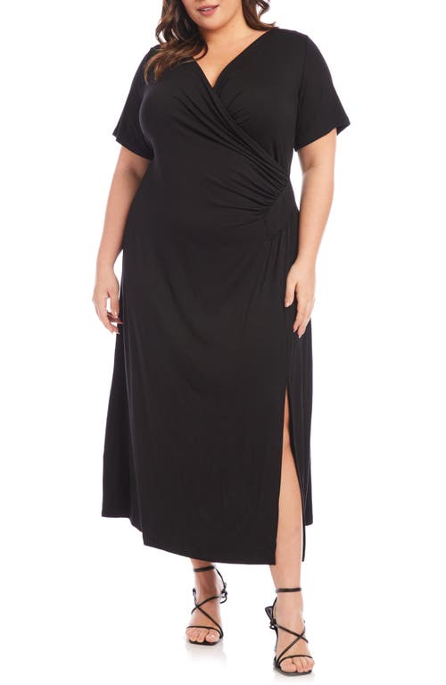 Karen Kane Faux Wrap Midi Dress Black at Nordstrom,