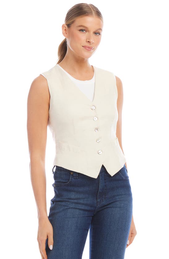 Shop Karen Kane Linen Vest In Ivory