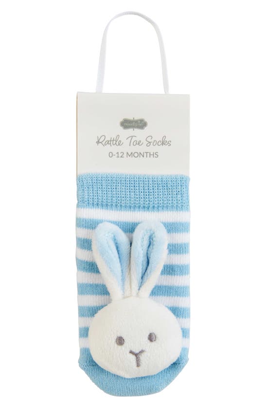 Mud Pie Babies' Bunny Rattle Toes Socks In Blue