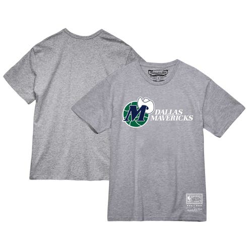 Unisex Mitchell & Ness Gray Dallas Mavericks Hardwood Classics MVP Throwback Logo T-Shirt