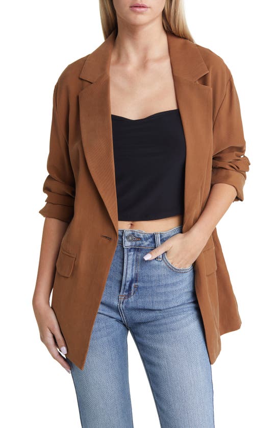 Open Edit Unstructured Blazer In Brown Toffee