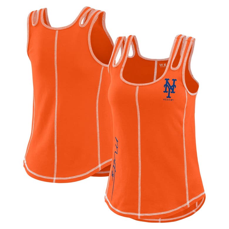 Wear By Erin Andrews Orange New York Mets Contrast Stitch Tank Top In Orange
