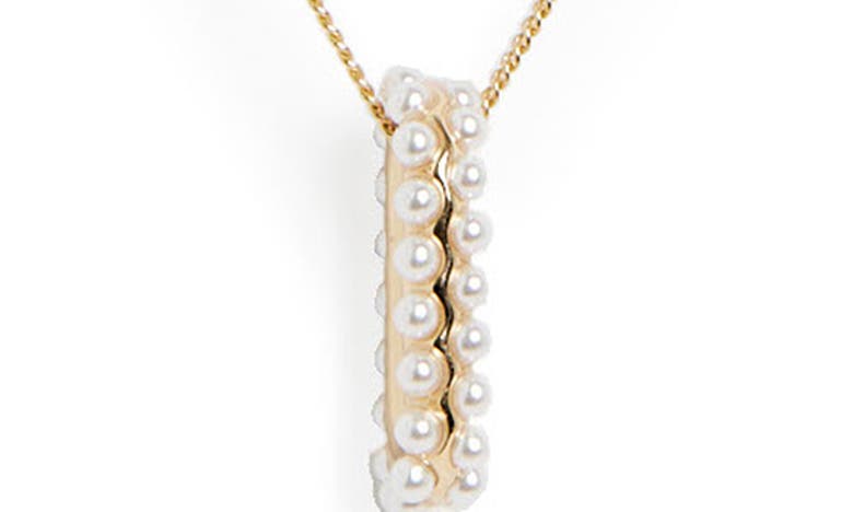 Shop Allsaints Imitation Pearl Oval Pendant Necklace In Pearl/ Gold