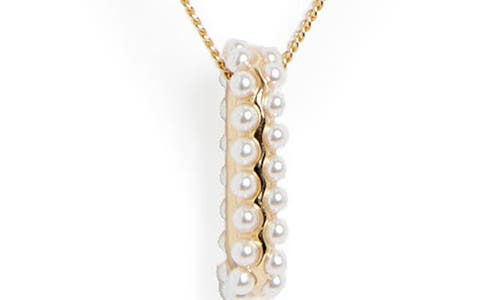 Shop Allsaints Imitation Pearl Oval Pendant Necklace In Pearl/gold