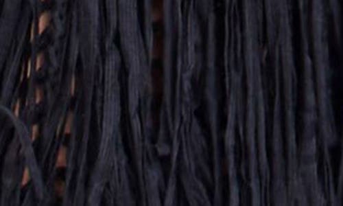 Saachi Boho Chic Fringe Knit Cover-up In Black