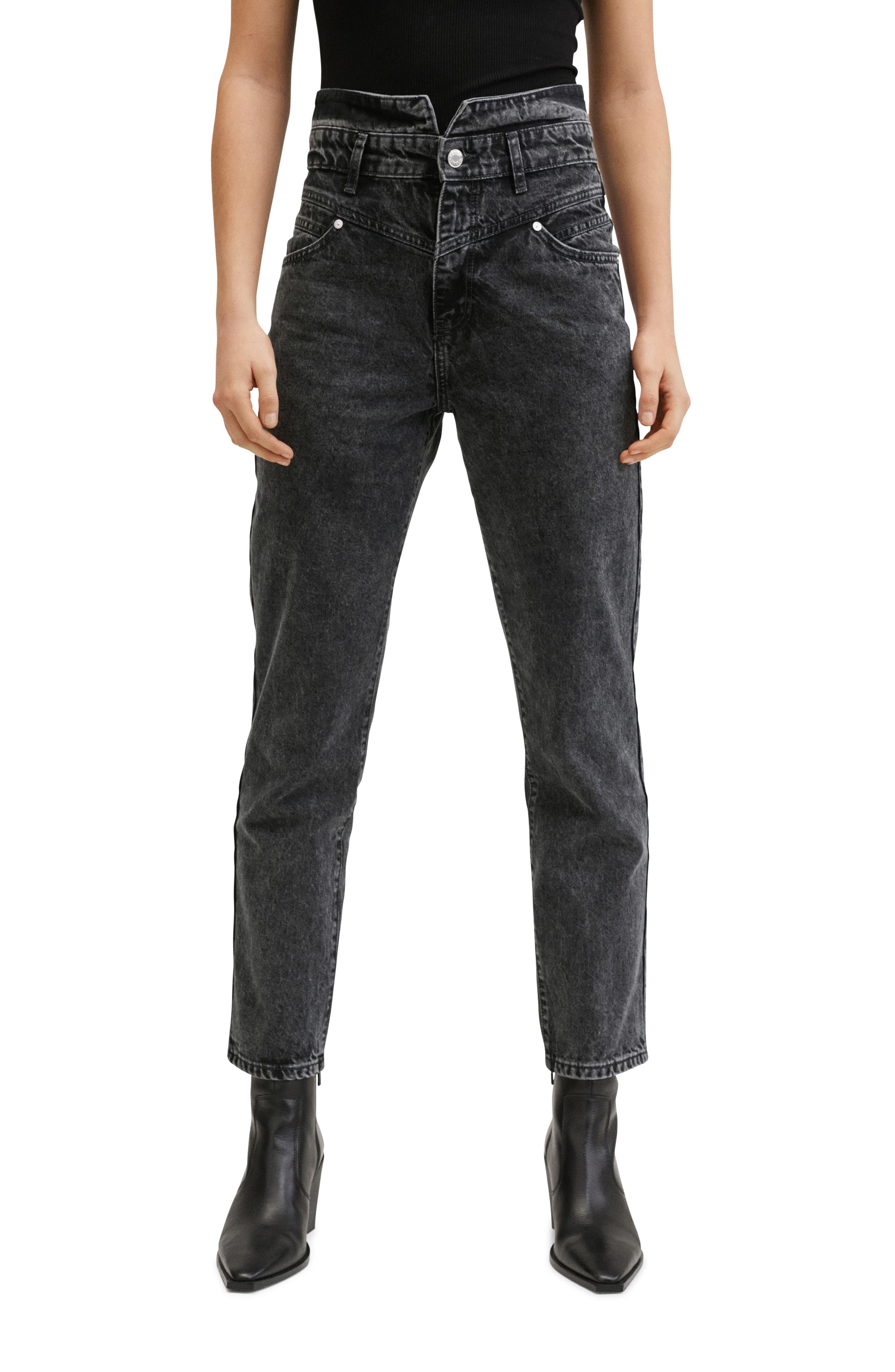 MANGO Double High Waist Mom Jeans | Nordstrom