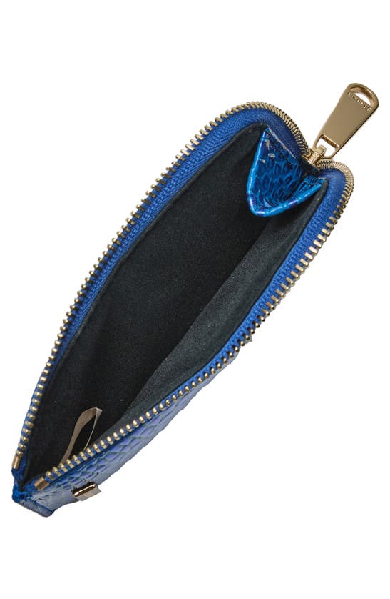Shop Brahmin Lennon Croc Embossed Leather Card Case In Cobalt Potion