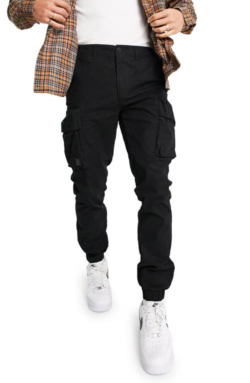 Topman Washed Cotton Skinny Cargo Pants in Black