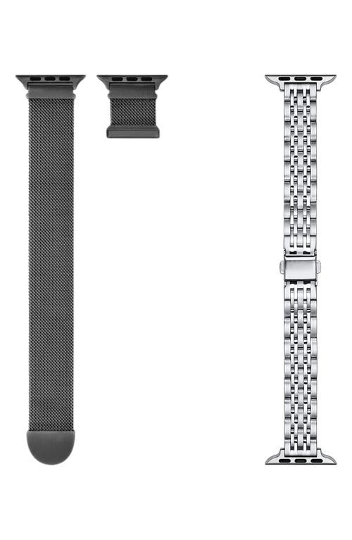 Assorted 2-Pack Stainless Steel Apple Watch Watchbands in Silver /Black