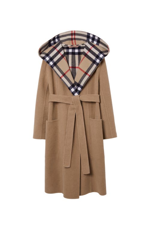 Burberry Wool Wrap Coat In Archive Beige