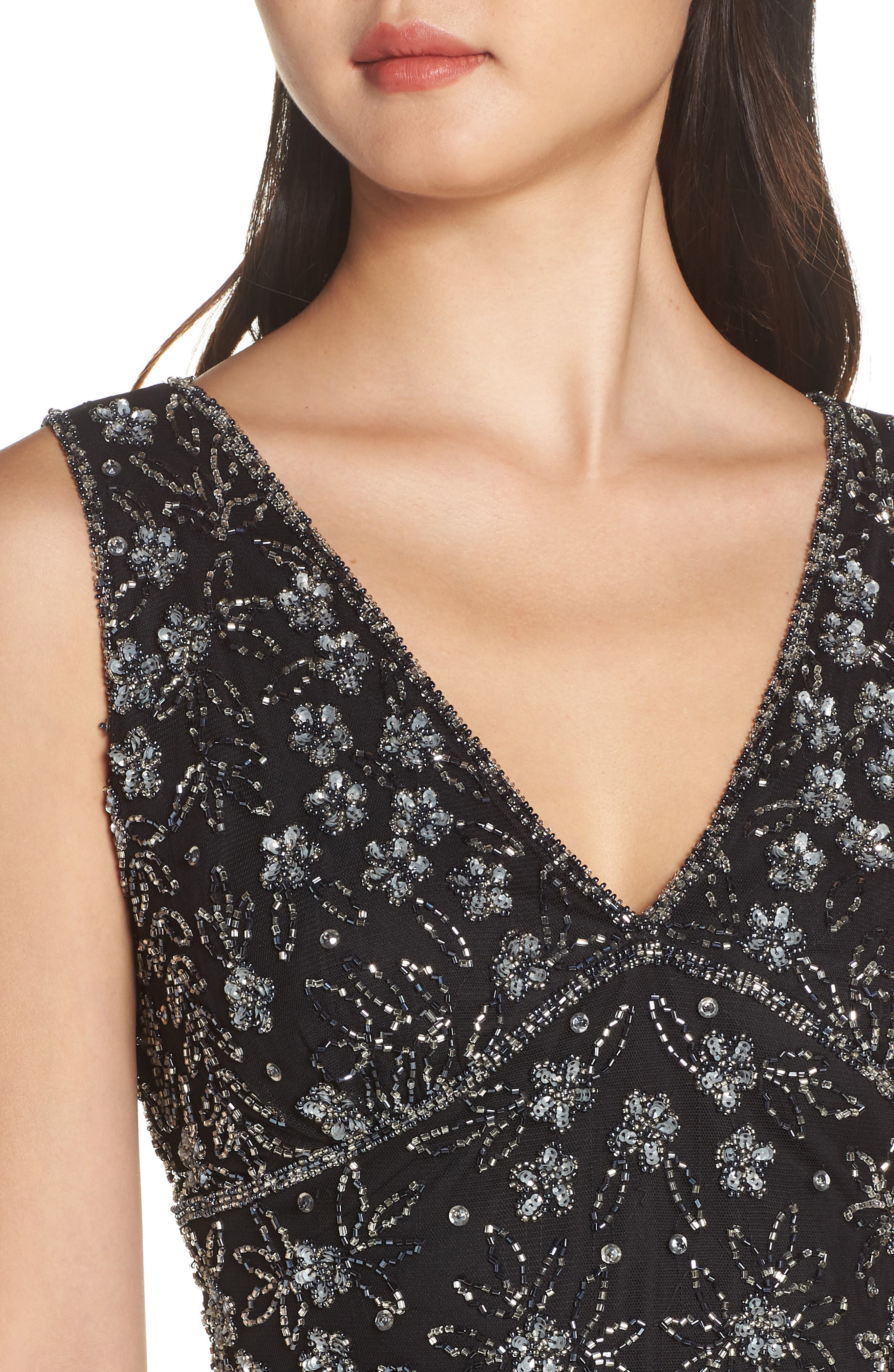 pisarro nights beaded godet gown