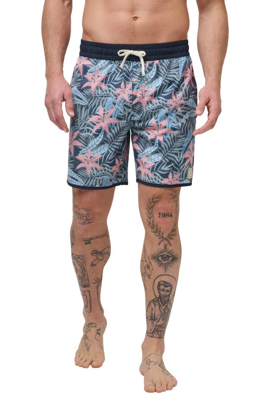 Shop Travismathew Summer Glow Swim Trunks In Heather Total Eclips