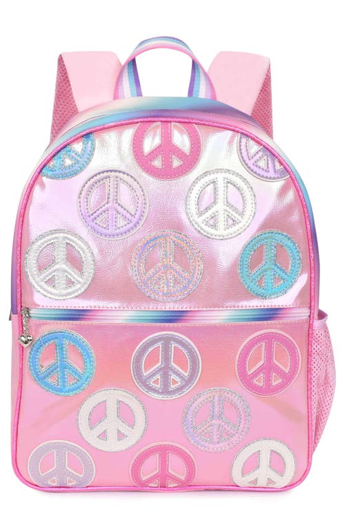 Shop Omg Accessories Kids' Peace Sign Backpack & Stuff Pouch Set In Bubble Gum