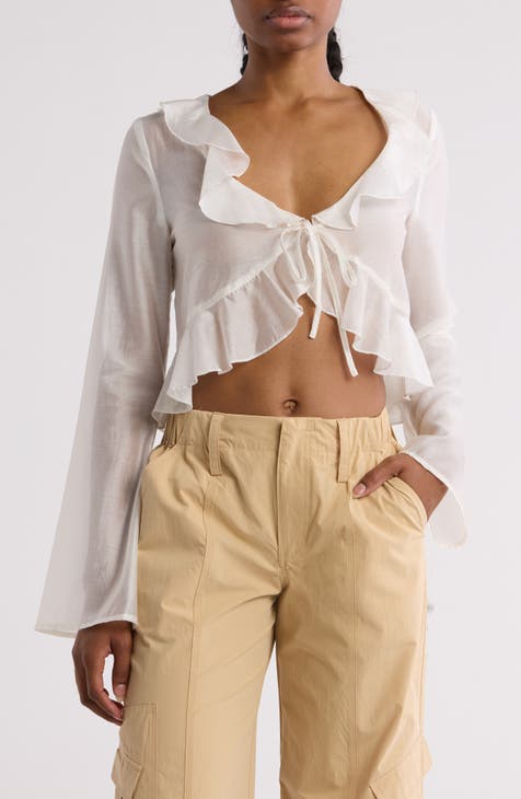 Ruffle Satin Crop Top