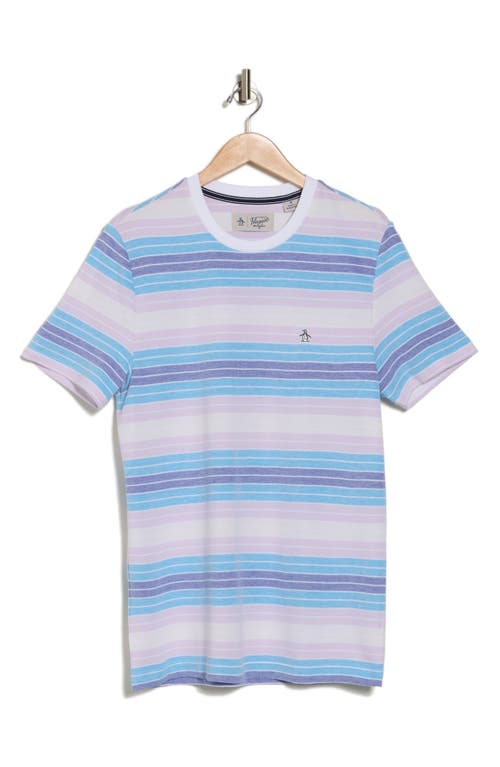 Shop Original Penguin Birdseye Piqué Stripe T-shirt In Mazarine Blue