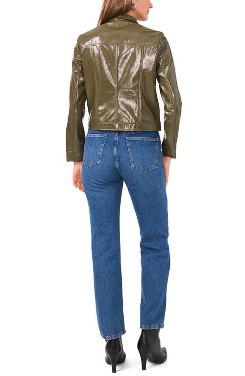 Shop Vince Camuto Patent Leather Jacket In Military Grn