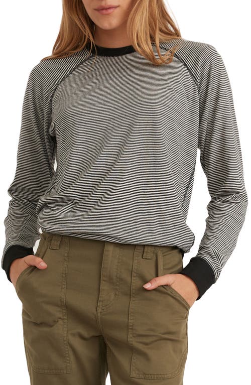 Marine Layer Stripe Reversible Raglan Sweatshirt in Black/white Stripe
