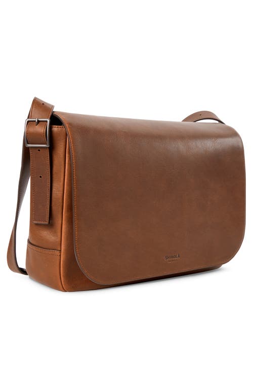 Shop Shinola Runwell Leather Messenger Bag In Medbrown