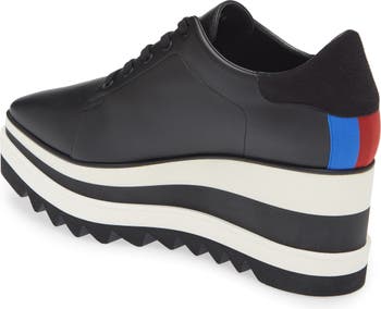 Stella McCartney Denim Elyse Stripe Star Platform Oxford Sneaker sz 38.5