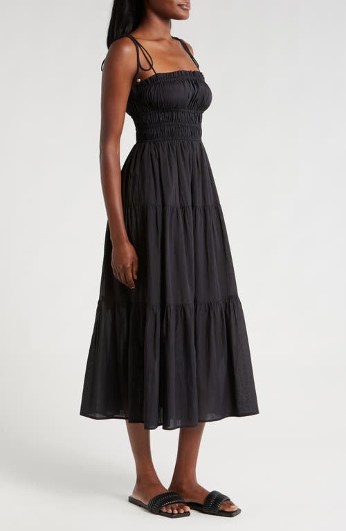 Elan Smocked Midi Dress In Black