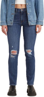 Levi's 724 Distressed High Rise Straight Leg Jeans In Z1533 Dark Indigo At  Nordstrom Rack in Blue