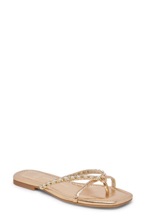 Lucca Imitation Pearl Flip Flop in Gold Pearls