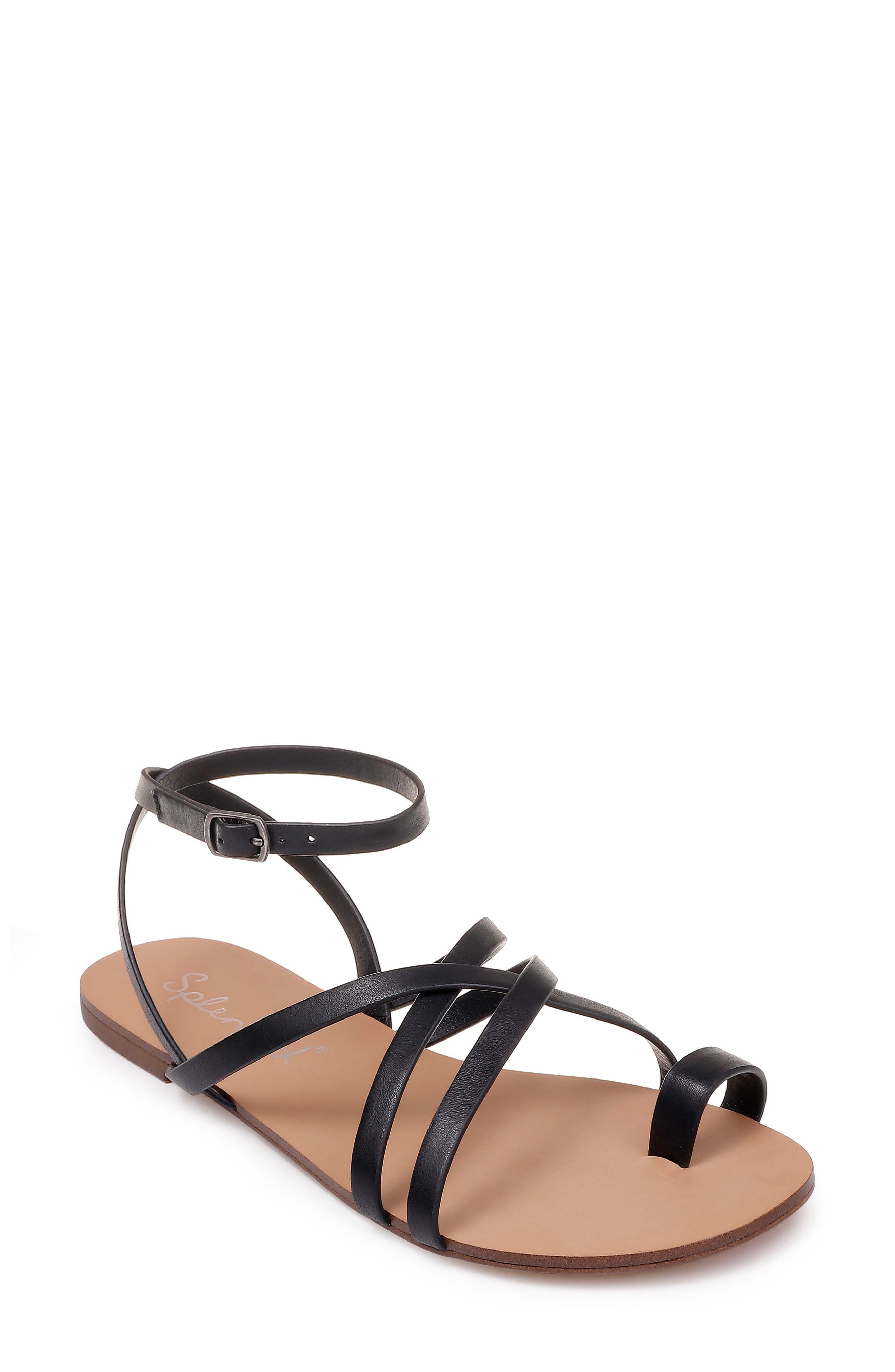 strappy toe loop sandals