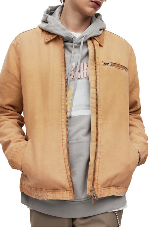 AllSaints Intra Distressed Cotton Canvas Jacket in Warm Taupe at Nordstrom, Size X-Small