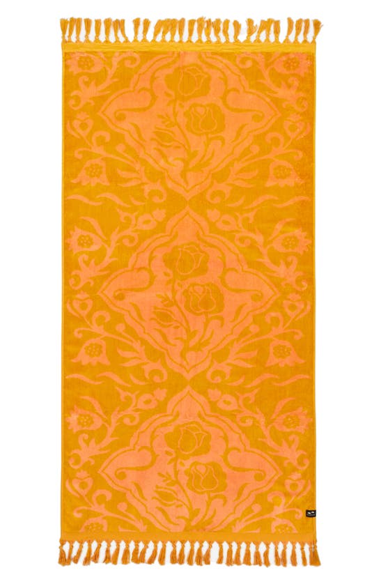 Slowtide Rosie Tassel Trim Cotton Beach Towel In Orange