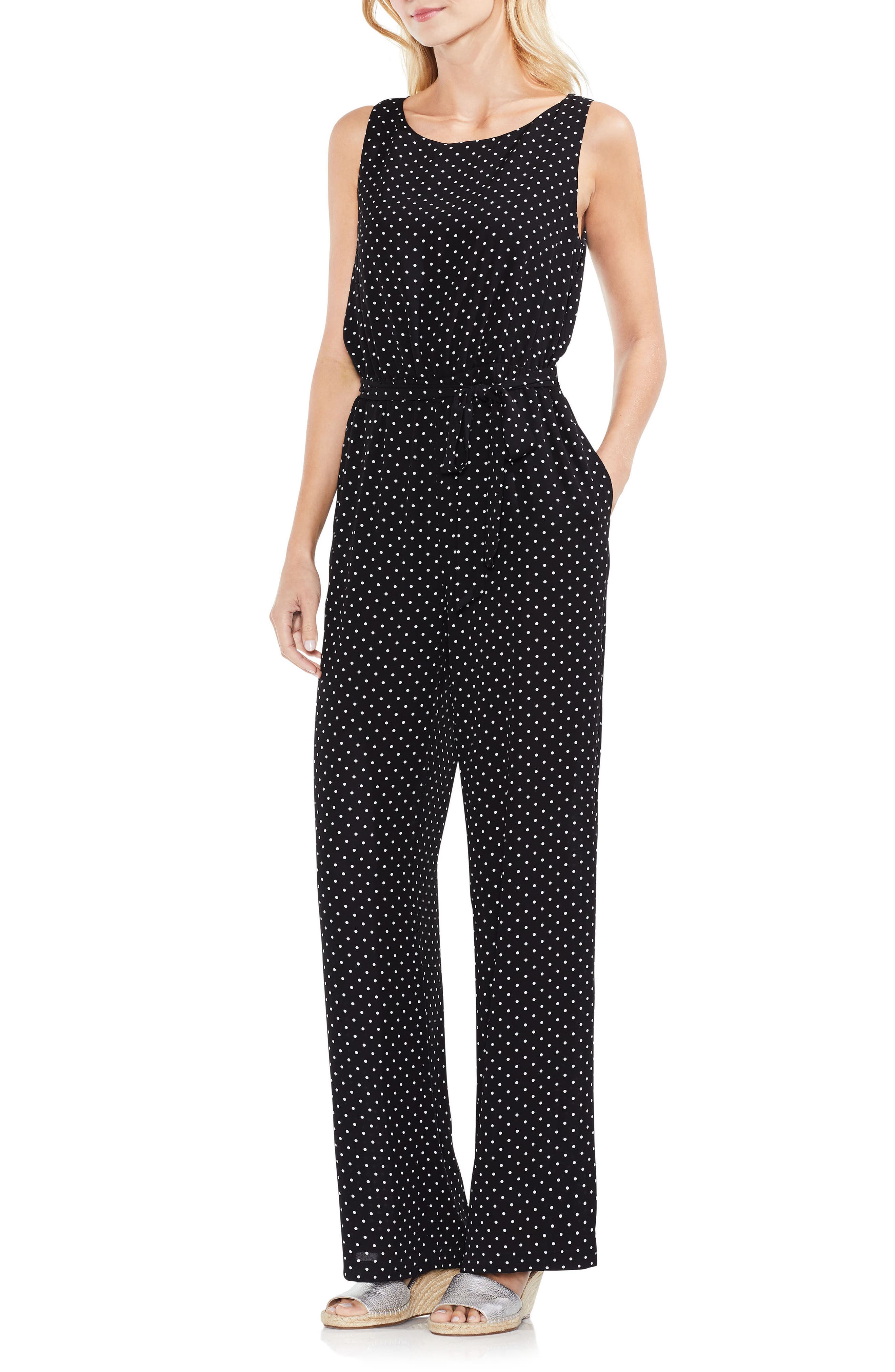 vince camuto polka dot jumpsuit