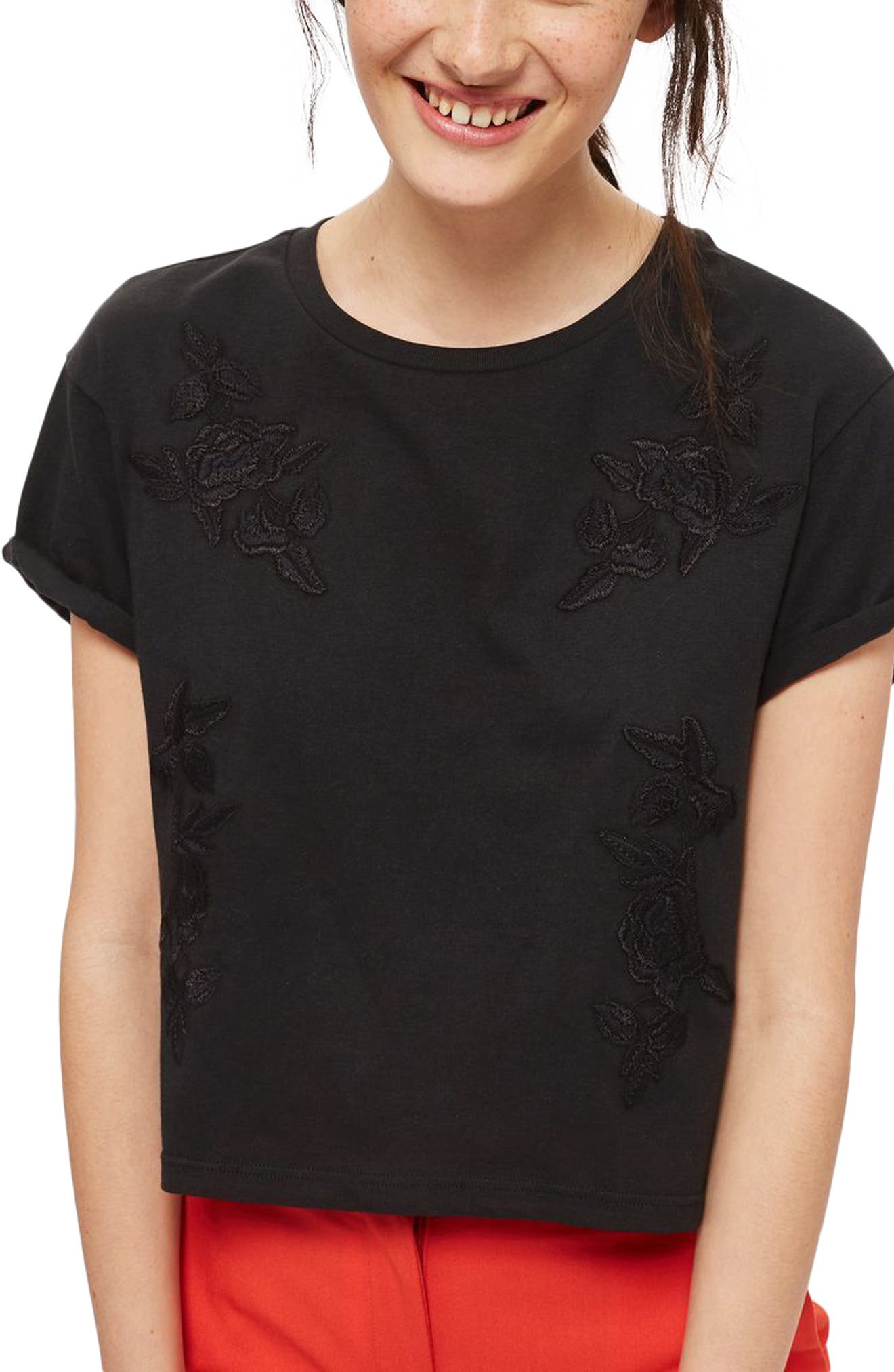 Embroidered Crop Tee Nordstrom