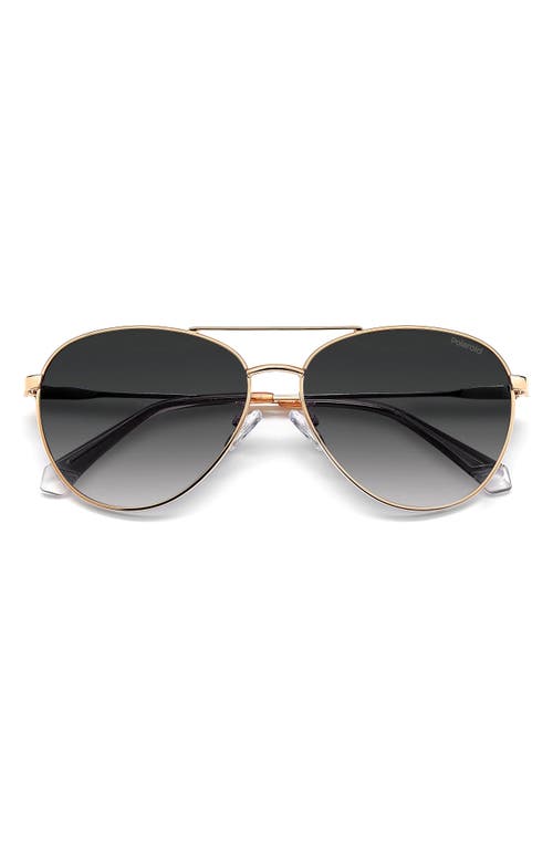 60mm Polarized Aviator Sunglasses in Gold Copper/Gray Polar