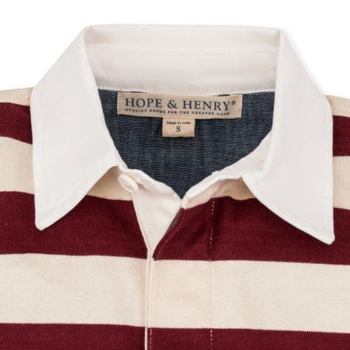 Shop Hope & Henry Boys' Organic Rugby Shirt, Kids In Oxblood And Ivory Rugby