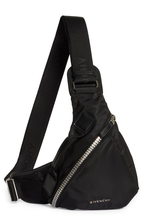 Small G-Zip Triangle Sling Backpack in Black