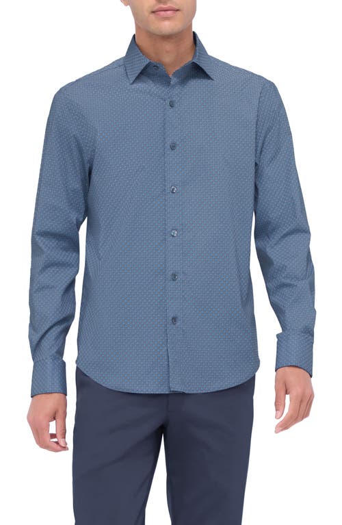 BUGATCHI BUGATCHI AXEL SHAPED FIT MOSAIC PRINT STRETCH BUTTON-UP SHIRT