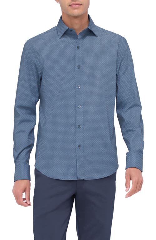 Bugatchi Axel Shaped Fit Mosaic Print Stretch Button-up Shirt In Blue