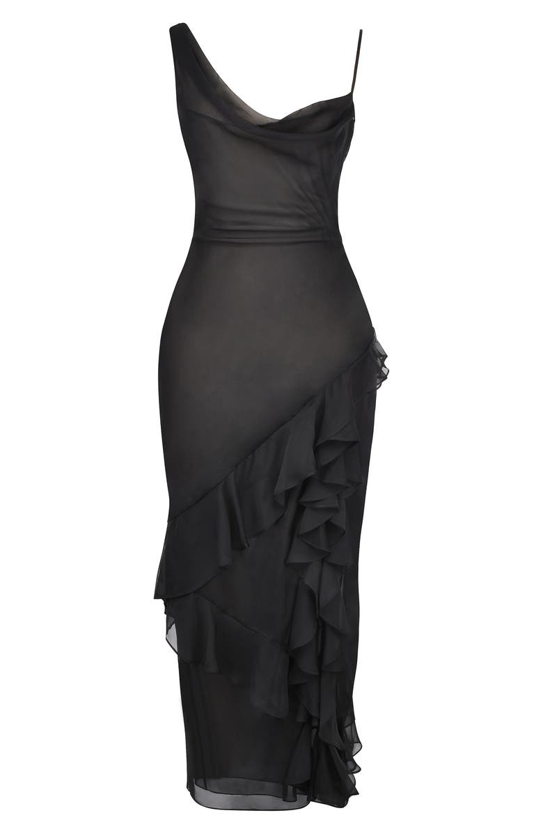 HOUSE OF CB Malila Ruffle Cowl Neck Chiffon Cocktail Dress | Nordstrom