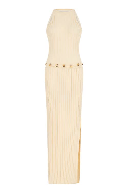 Nocturne Ribbed Dress With Slits In Ivory