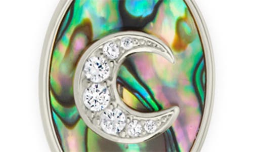 Sterling Forever Carrie Cubic Zirconia & Abalone Moon Pendant Necklace In Silver