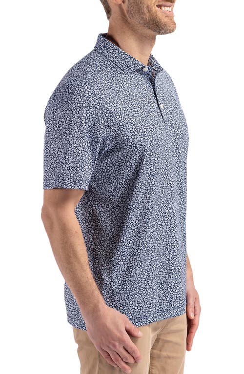 Cutter & Buck Pike Eco Flora Print Recycled Mens Polo In Blue