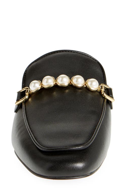 Stuart Weitzman Perla Imitation Pearl Mule In Black