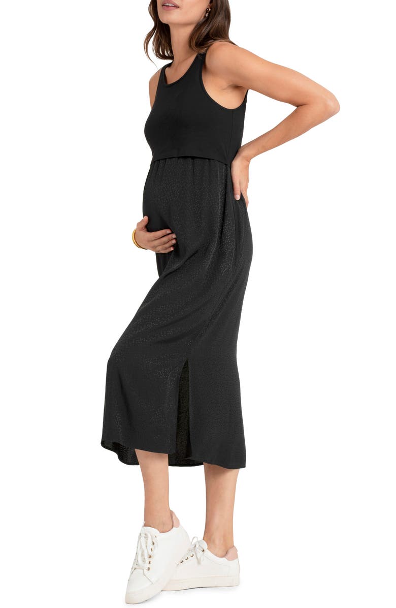 Seraphine Mixed Media Maternity/Nursing Midi Dress Nordstrom