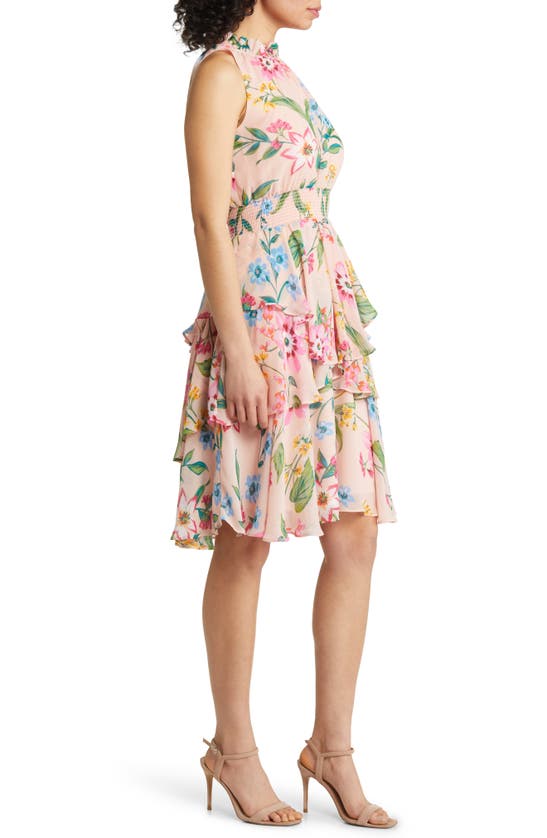 Eliza J Floral Sleeveless Smock Waist Dress In Blush Modesens 4450