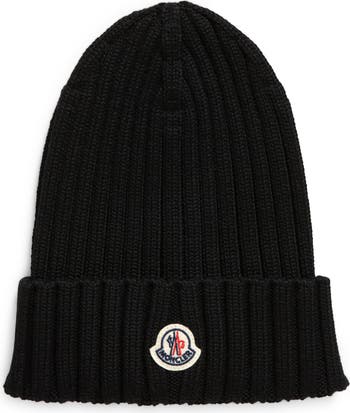 Moncler Logo Patch Cuff Virgin Wool Rib Beanie Nordstrom