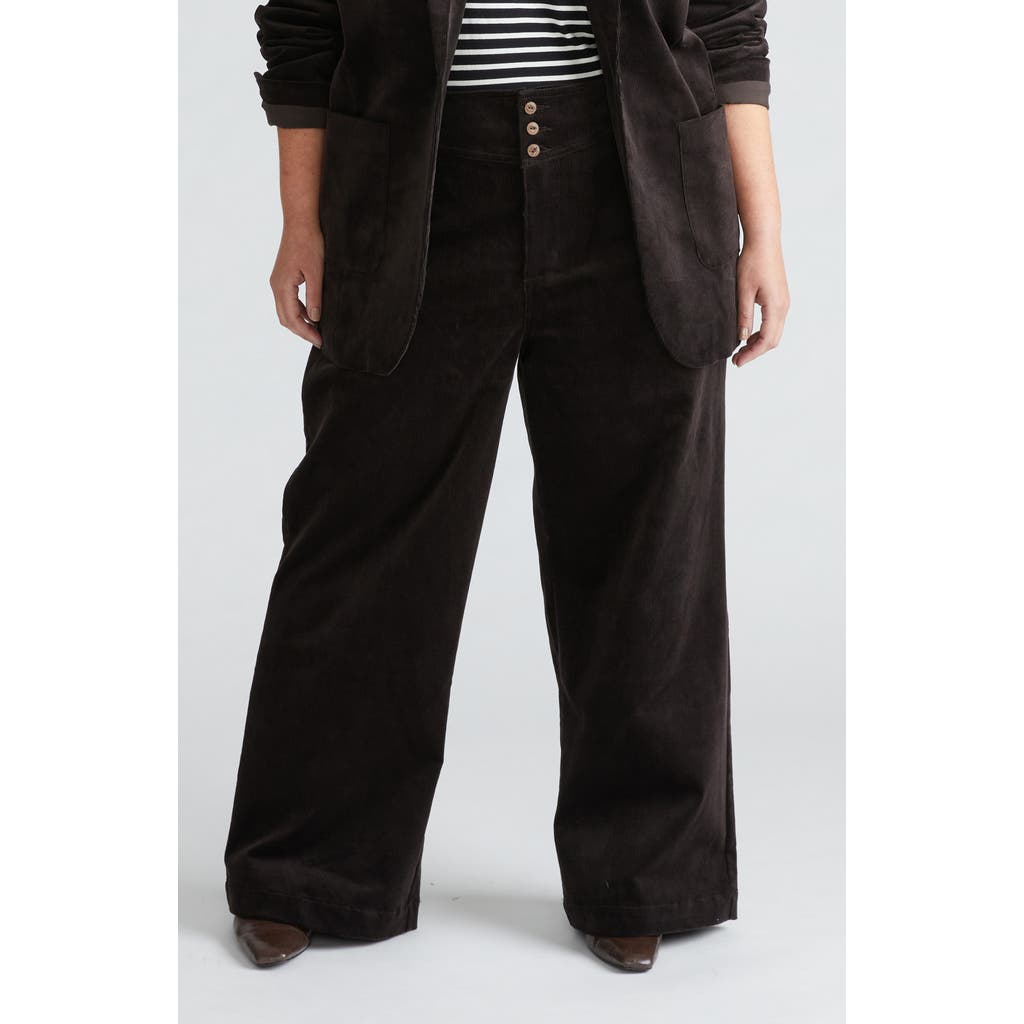 Universal Standard Charlie High Waist Stretch Corduroy Sailor Pants In Chocolate
