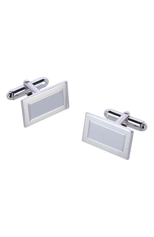 Trafalgar Sterling Silver Rectangle Engine Turned Cufflinks In Silver