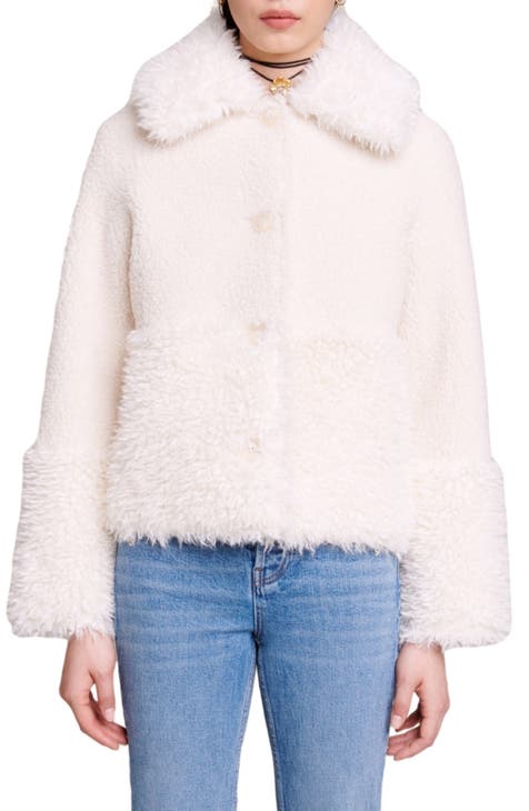 Marciano Paula Faux-Fur Long Cardigan Sweater - White - S