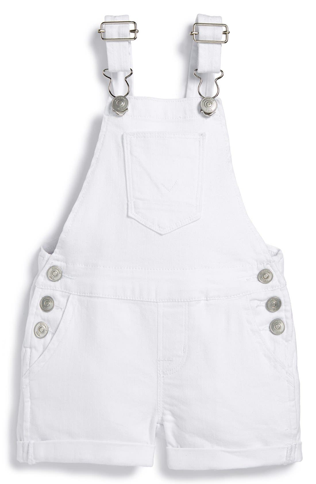 girls white overall shorts